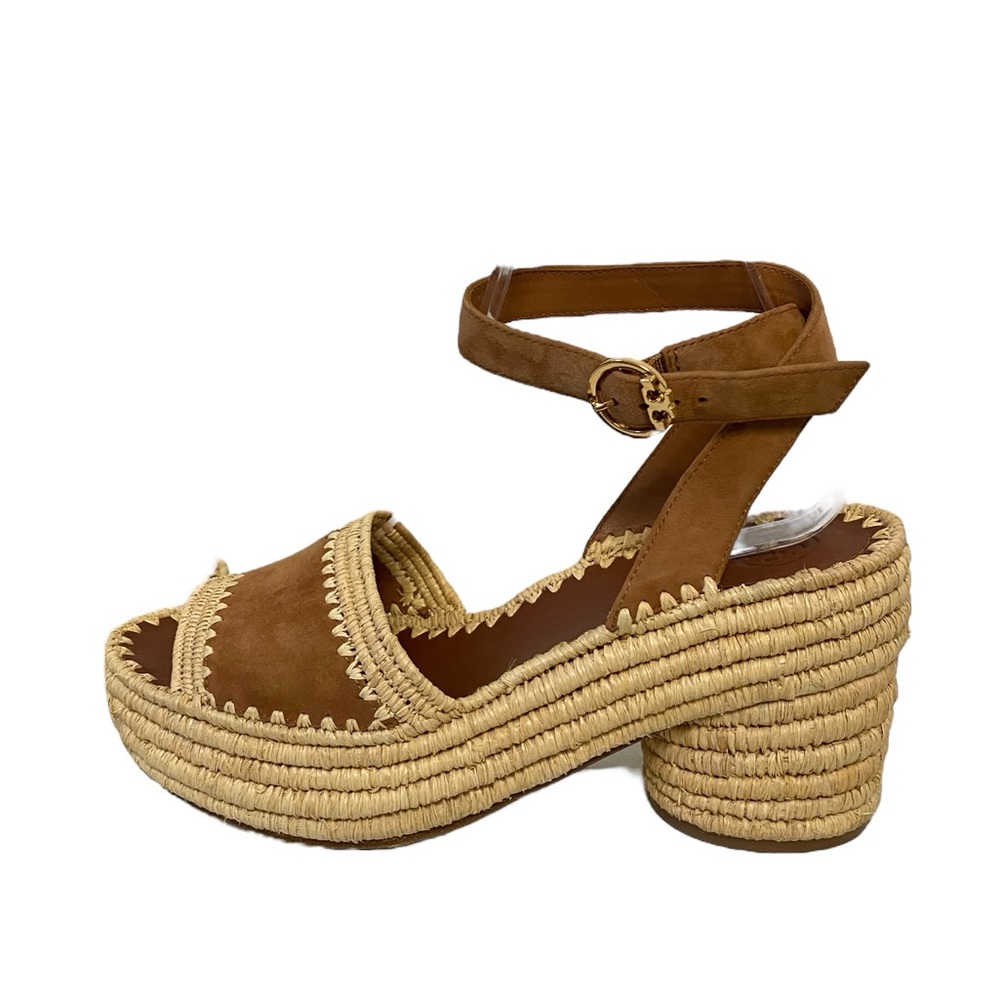 Tory Burch Arianne Platform Ankle Strap Chunky‎ Heel 90mm Sandal Brown 10 - Picture 5 of 15